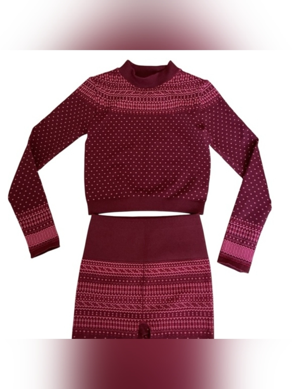 Fabletics Berry Pink Patterned Seamless Set - Picture 4 of 8
